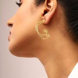 Priyaasi Gold-Plated Contemporary Half Hoop Earrings-picture-35