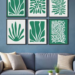 999Store Green & White 6 Pieces Canvas Wall Paintings-picture-44