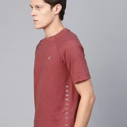 HRX by Hrithik Roshan Men Rust Red Solid Running T-shirt-13