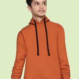UTH by Roadster Boys Rust Orange Solid Hooded Sweatshirt-19