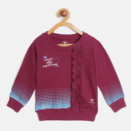 toothless Girls Burgundy & Blue Cotton Printed Sweatshirt-image-79