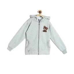 SWEET ANGEL Kids Grey Solid Hooded Sweatshirt-image-8