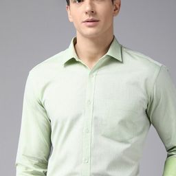 Park Avenue Men Green Textured Slim Fit Formal Shirt-image-56