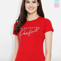Fabflee Women Multicoloured 3 Printed V-Neck T-shirt-image-57