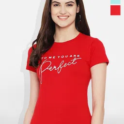 Fabflee Women Multicoloured 3 Printed V-Neck T-shirt-image-70