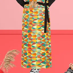 ArtzFolio Yellow & Green Cotton Printed Waist to Feet Apron-image-28