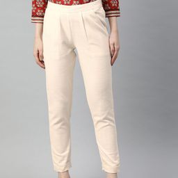 Jaipur Kurti Women Off-White Cropped Trousers-image-72