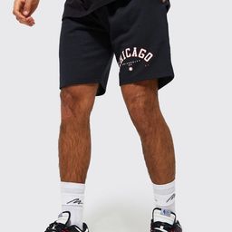 boohooMAN Slim Fit Chicago Print Detail Jersey Shorts-image-55