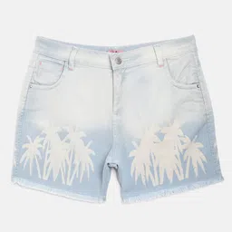 Natilene Girls Blue Washed Regular Shorts-image-11