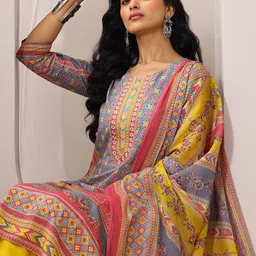 Libas Multi Color Printed Kurta with Trousers & Dupatta-41