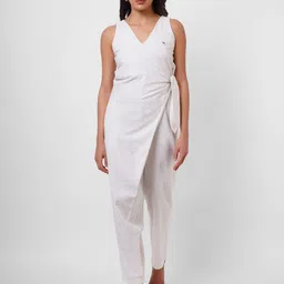 Western Era V-Neck Waist Tie-Ups Cotton Basic Jumpsuit-picture-58