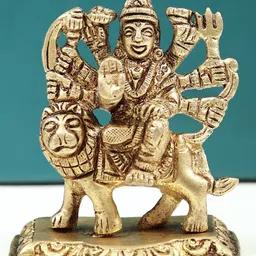 Exotic India Gold-Toned Small Eight Armed Goddess Durga-image-62