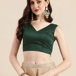 Ethnovog Solid Ready To Wear Chanderi Silk Blouse-34