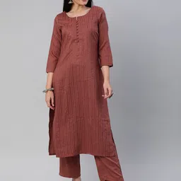 KALINI Women Self Design Pure Cotton Kurta With Trousers-picture-36