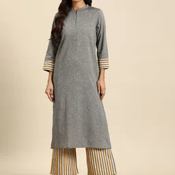 anayna  Mandarin Collar Pure Cotton Kurta with Trousers-picture-32