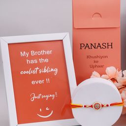 PANASH Gold-Plated Rakhi With Photo Frame & Roli Chawal-image-76