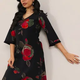 Libas Floral Printed V-Neck A-Line Kurta With Palazzo-36
