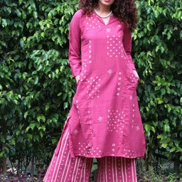 Chidiyaa Women Printed Pure Cotton Kurta with Palazzos-picture-23