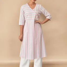 AURELIA Women Striped Cotton A-Line Kurta with Palazzo-image-3