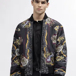 Just Cavalli Men Bomber with Patchwork Jacket-12