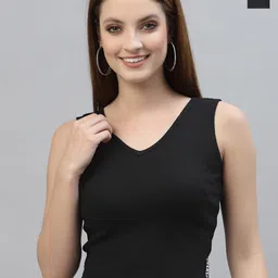 Friskers Black pack of 2 Organic Cotton Crop Top-picture-52
