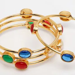 Anouk Women Set of 4 Gold-Plated Artificial Stone Studded Bangles image 4