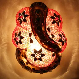 Devansh Red & White Ganesh Ji Traditional Flash Mount Light image 3