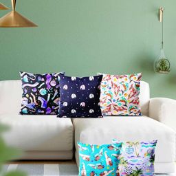 ArtzFolio Multicoloured Set of 5 Square Cushion Covers-10