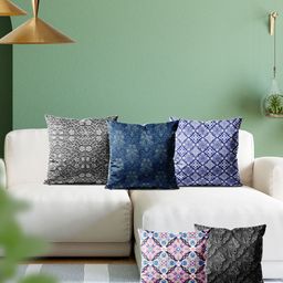 ArtzFolio Multicoloured Set of 5 Square Cushion Covers-6