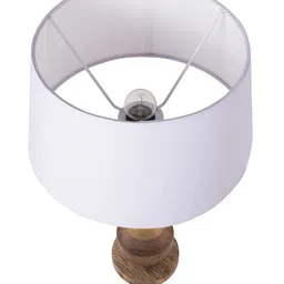 Homesake Brown & White Solid Handcrafted Bedside Standard Table Lamp with Shade image 2