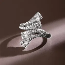 Rubans Rhodium Plated Baguette & Cubic Zirconia Studded Adjustable Openable Statement Ring image 3