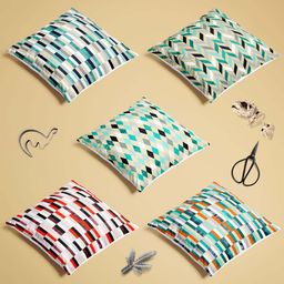 ArtzFolio Multicoloured Set of 5 Square Cushion Covers image 2
