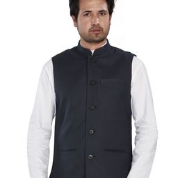 Authentics Checked Mandarin Collar Cotton Nehru Jacket-16