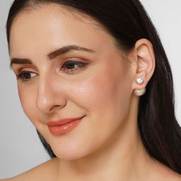 AQUASTREET Gold-Plated Geometric Earjacket Stud Earrings-image-27