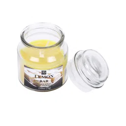 HOSLEY Set of 7 Yellow Lemon Bar Scented Jar Candle With Tealights image 3