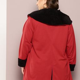 Qurvii+ Plus Size Front-Open Longline Fleece Trench Coat image 4