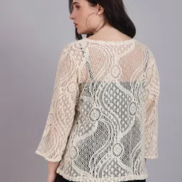 Dressitude Self Design Open Front Cotton Shrug image 3