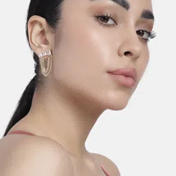 LAIDA Gold-Plated AD-Studded Teardrop Shaped Drop Earrings-28