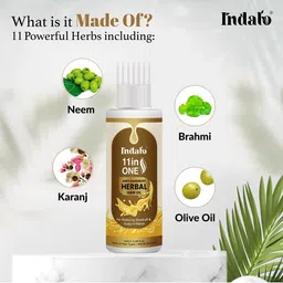 INDALO 11-in-One Herbal Anti-Dandruff Hair Oil with Neem & Brahmi - 100ml image 3