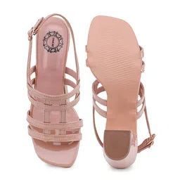 TRASE Peach-Coloured Block Sandals with Buckles image 3