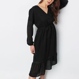 Vero Moda V-Neck Checked Wrap Dress-image-59