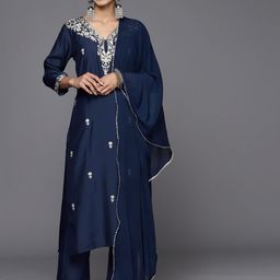 Varanga Floral Embroidered Regular Thread Work Kurta With Trousers & With Dupatta image 5