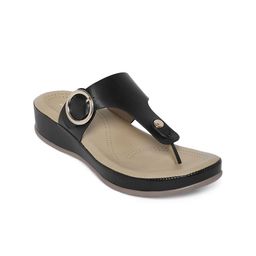Forever Glam by Pantaloons Women Black T-Strap Flats-picture-6