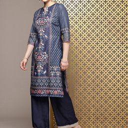 House of Pataudi Floral Printed Regular Jashn Kurta with Palazzos & Dupatta image 1
