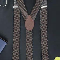 PELUCHE Men Black & Brown Patterned Suspenders-image-38