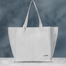 Bagsy Malone White PU Oversized Shopper Tote Bag-33