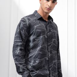 KETCH Men Spread Collar Abstract Printed Slim Fit Casual Shirt-image-24
