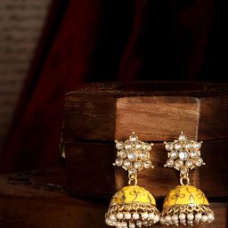 AARSHVI Gold-Plated Kundan Dome Shaped Jhumkas-picture-20