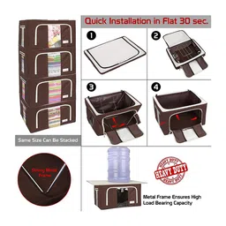 BlushBees Set Of 4 Brown & Off-White Printed Multi-Utility Wardrobe Organisers image 5