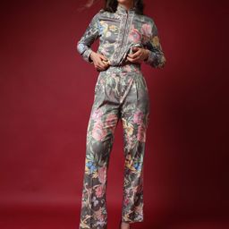 RAREISM Women Floral Printed Slim Fit Pleated Trousers-image-58